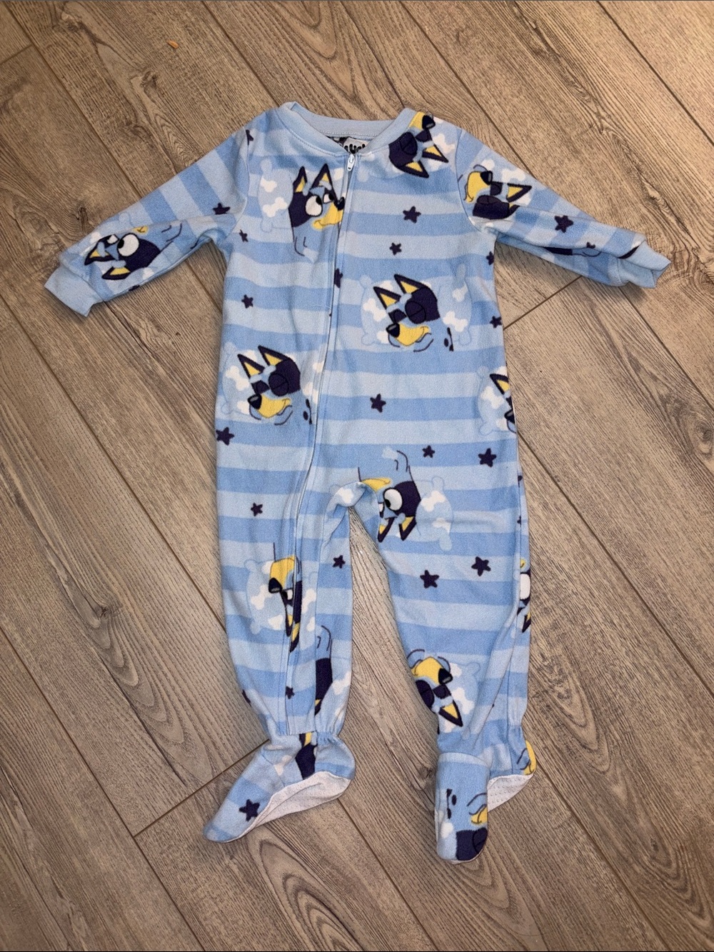 Bluey Striped Fleece Footed One-Piece - Kids
